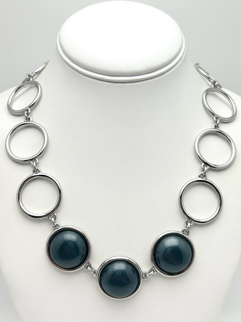 Talbots Blue and Silver Link Necklace